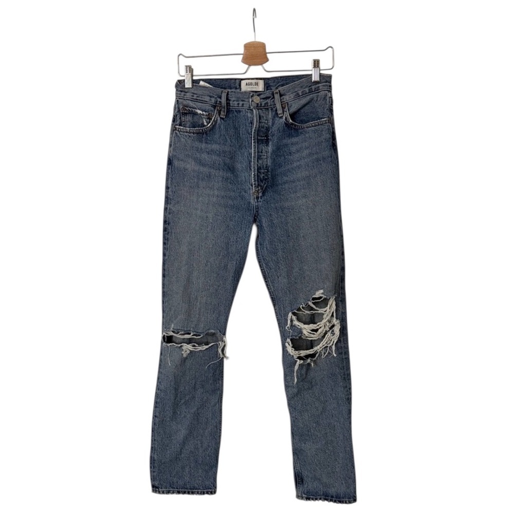 AGOLDE Jeans Woman’s 27 90’s High Rise Straight Leg Distressed Denim